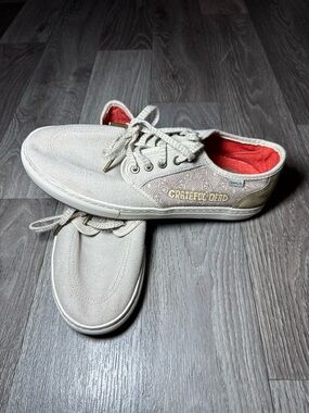 Sanuk Tideline Lace X Grateful Dead Tan Canvas Sneakers Mens Sz 11